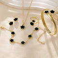 5Pcs Lucky Five-petal Flower Clover Earrings Necklace Ring Bracelet
