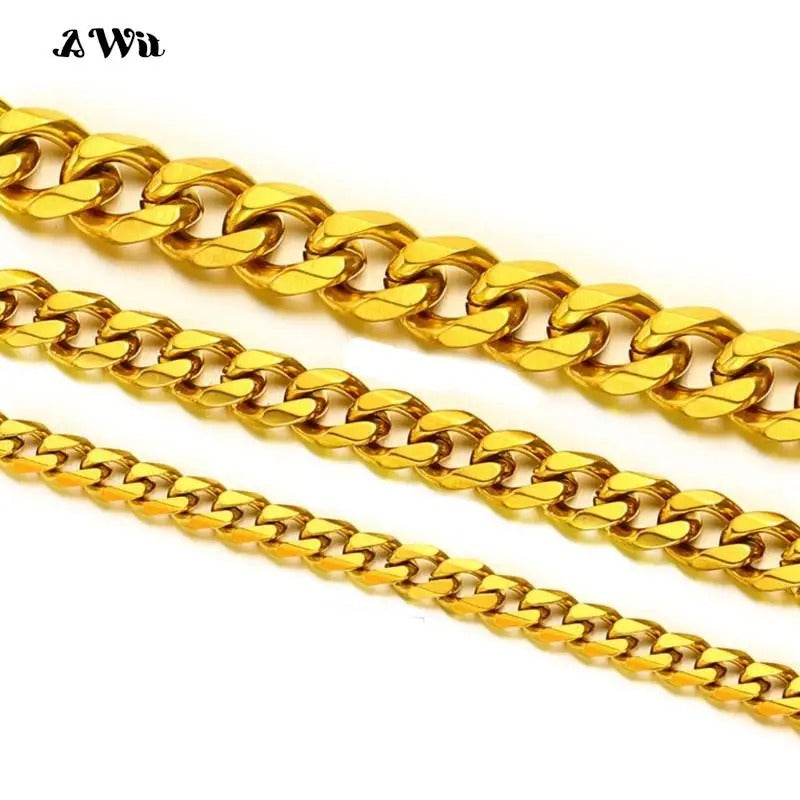 Miami Cuban Stainless Steel Gold Link Chain